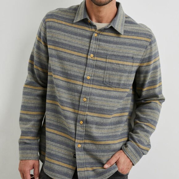 Rails Blue/Yellow Striped Flannel Shirt
